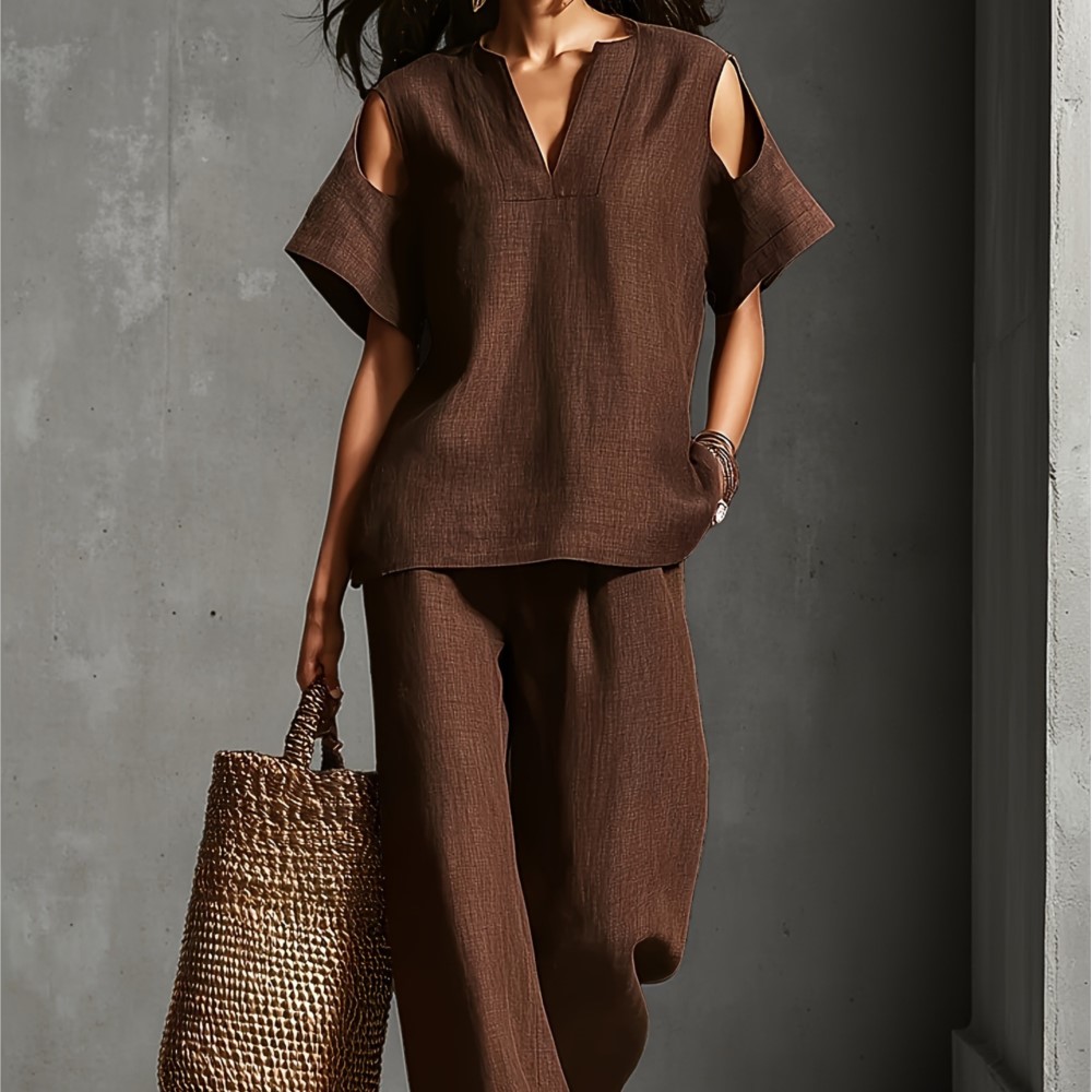 Damen Zweiteiler aus Leinen in – Linen Pant Wide Bewertung und Preis