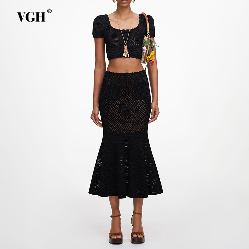 VGH Schwarzes 3D Blumenmuster  – Crop Top Crochet Bewertung und Preis