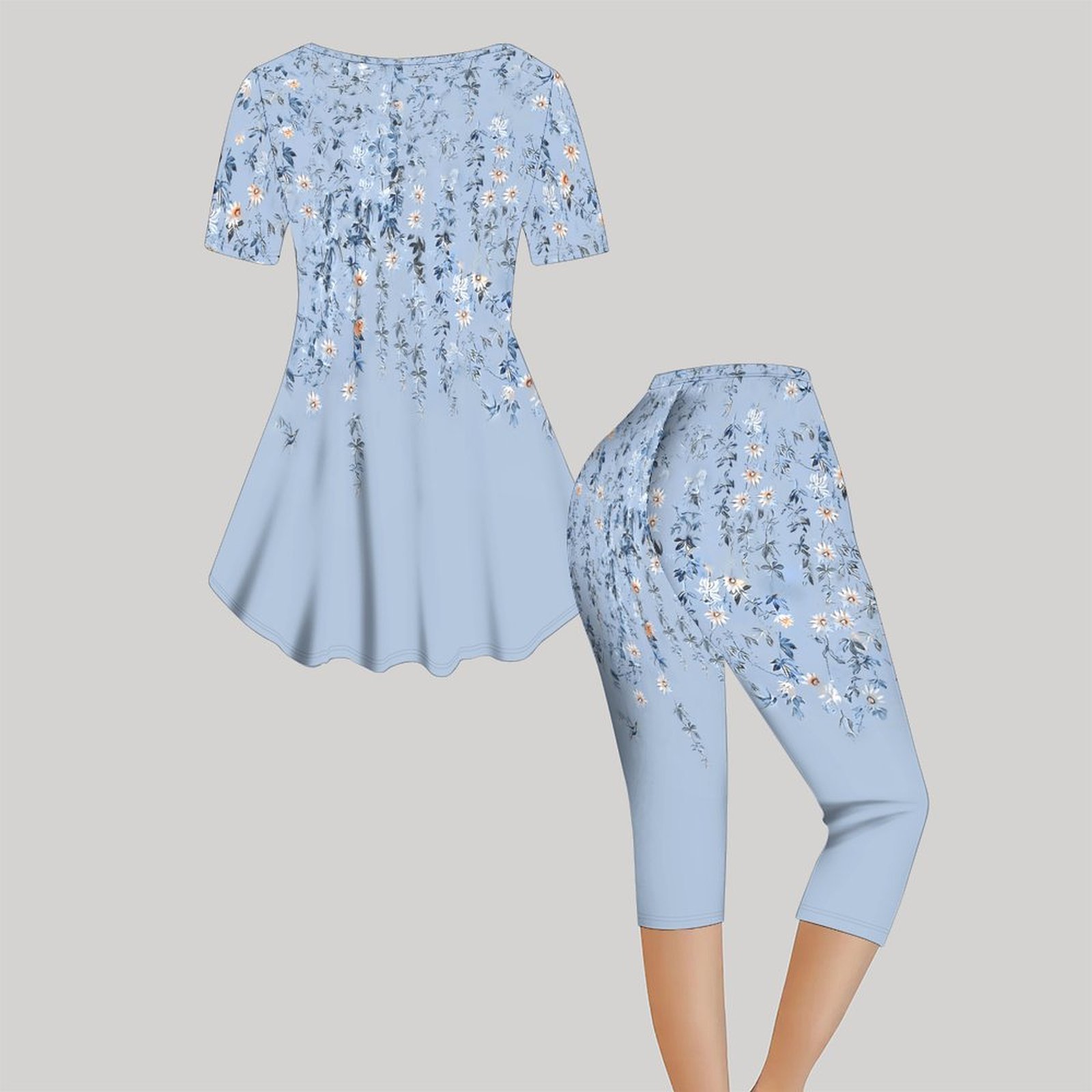 2-teiliges Set mit Vintage-Pri – Romper Floral Print Bewertung und Preis